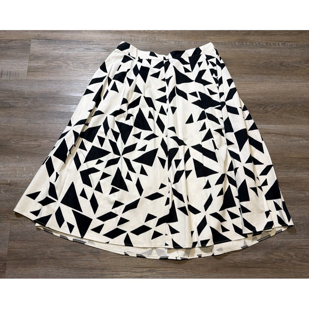 ASOS Midi Skirt Womens 10 Black White Abstract Geometric Print High-Waist